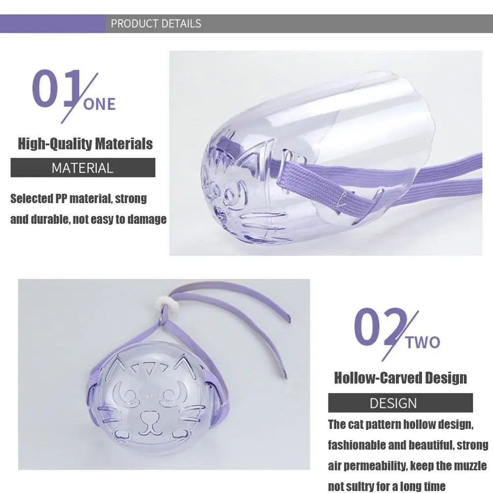 Cat Muzzle Anti-Bite Grooming Mask Adjustable Pet Mouth Cover For Bathing,Prevent From Cats Biting Chewing,Safety Prevent view 2