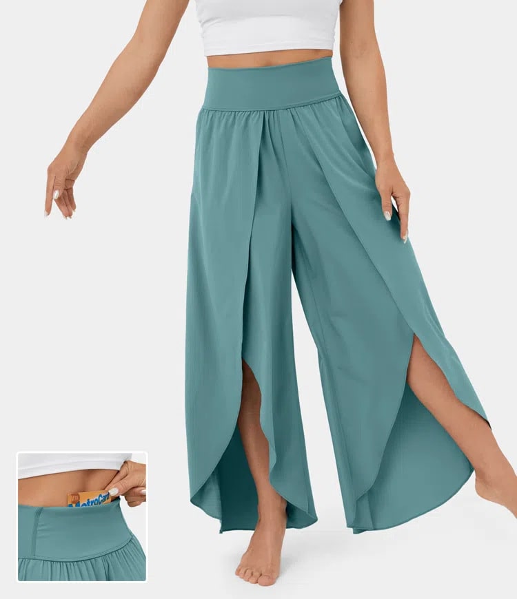 Loose Split Yoga Pants Summer Elastic High Waist Wide Leg Trousers Women's Fashion Versatile Clothing view 10