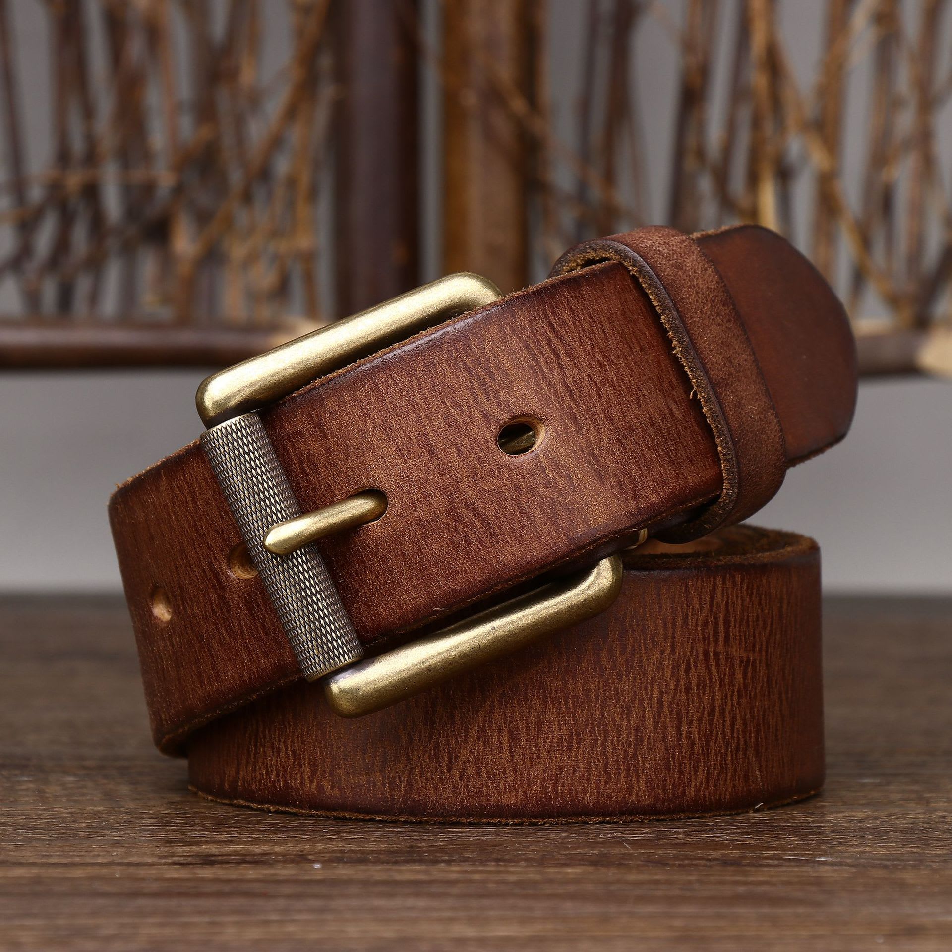 4CM Wide Handmade Widen And Thicken First Layer Cow Leather Belt view 6