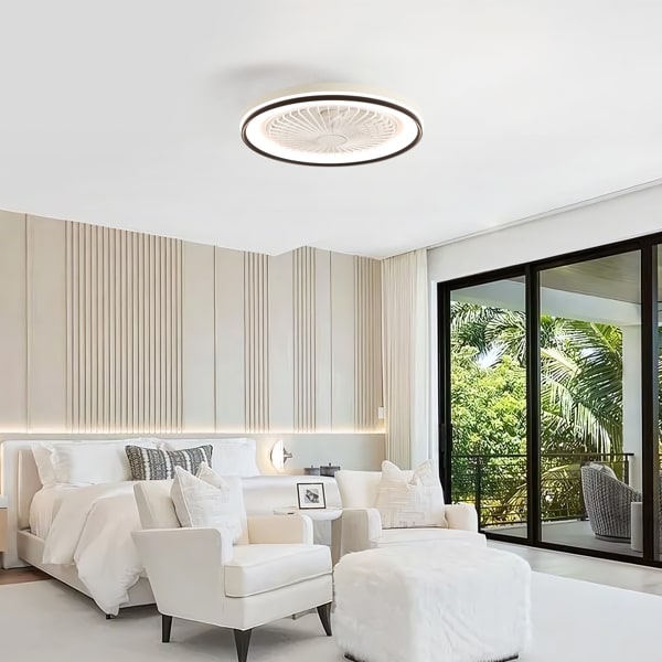 19 Inch RGB Dimmable LED Enclosed Ceiling Fan With Embedded Bladeless 6-speed Remote Control, Suitable For Bedroom Parties view 5