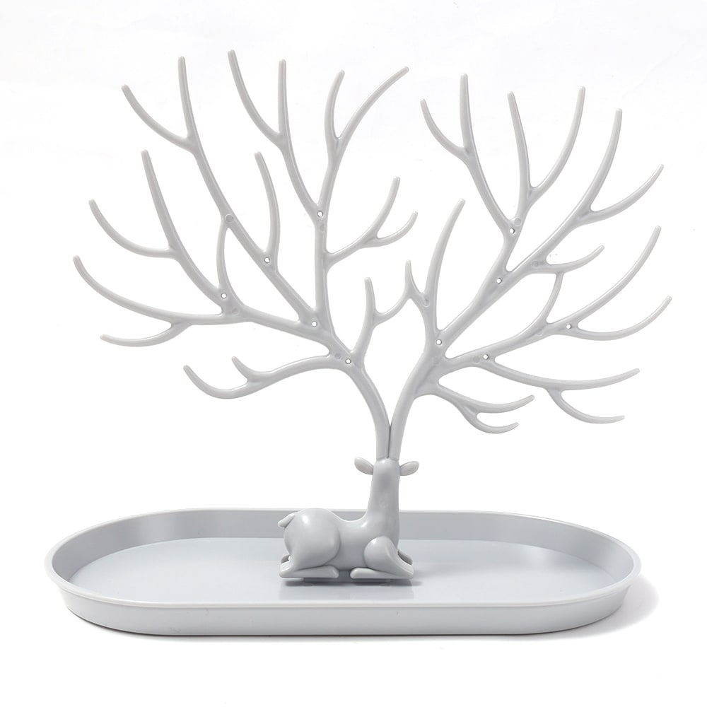 Deer Jewelry Display Stand Earrings Necklace Ring Jewelry Display Tray Jewelr Crystal Handle Antlers Jewelry Display Stand With Storage Drawer And Tray, Tree Tower Rack Hanging Organizer view 14