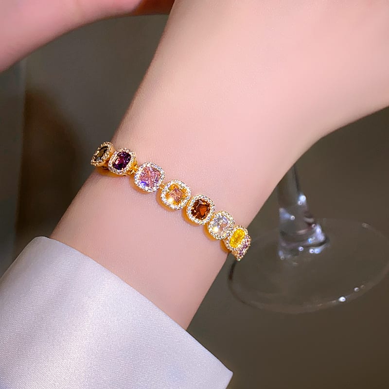 New Dopamine Colored Cubic Sugar Zircon Bracelet view 3