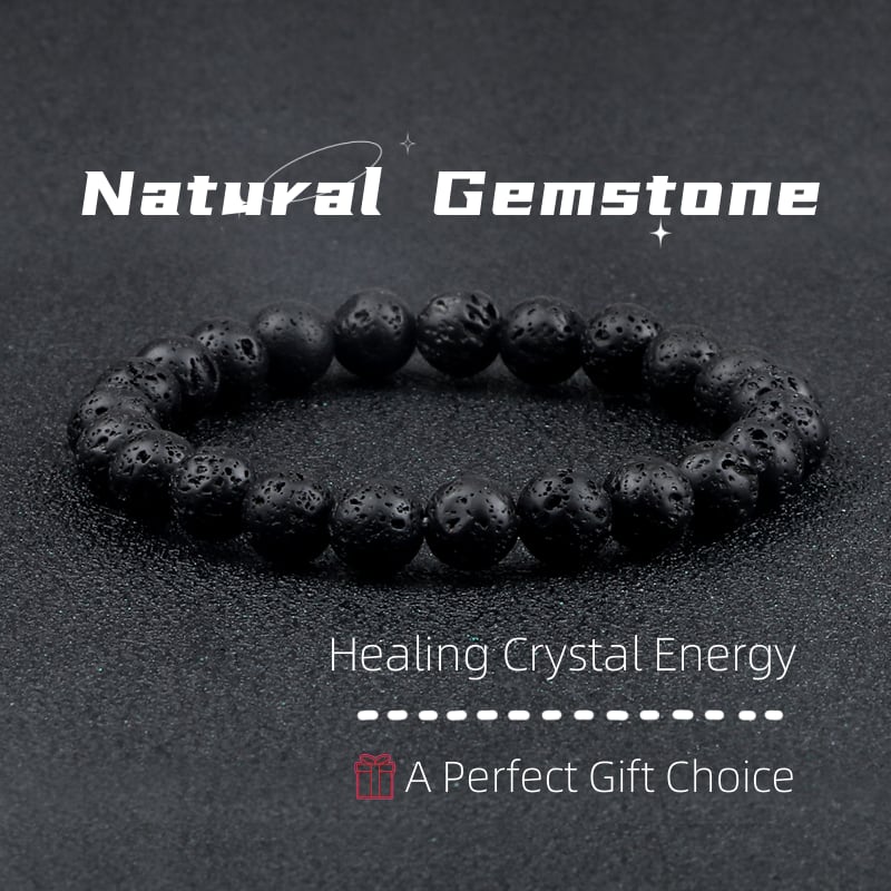 Natural Volcanic Stone Beads Bracelets Black Lava Men Women Bracelet Aromatherapy Essential Oil Diffuser Bangle view 4