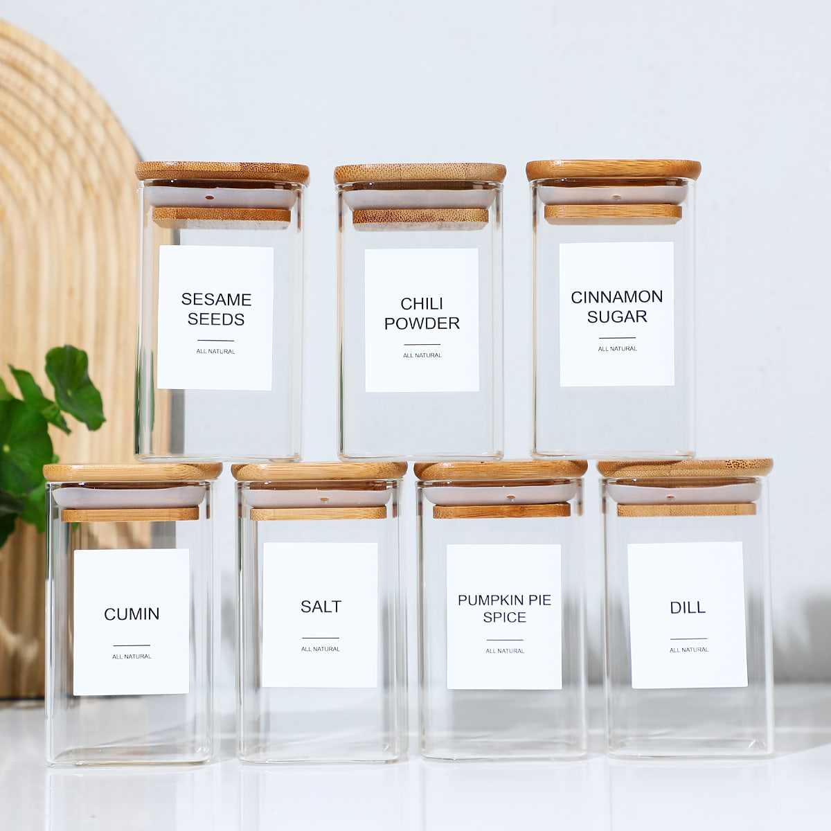 24 PCS Square Seasoning Jars Pepper Bottle Pepper Powder Bottle 240ml Glass Seasoning Jars Salt Jars view 5