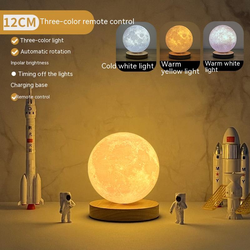 Creative 3D Magnetic Floating Levitating Moon Lamp Touch Control 3 Color Moon Light Lunar Night Light For Home Office Room Decor view 2