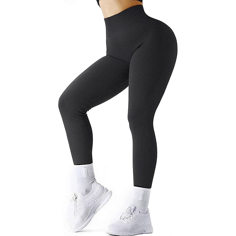 High Waist Seamless Leggings Threaded Knitted Fitness Pants Solid Women's Slimming Sports Yoga Pants Elastic Running Sport Leggings view 8