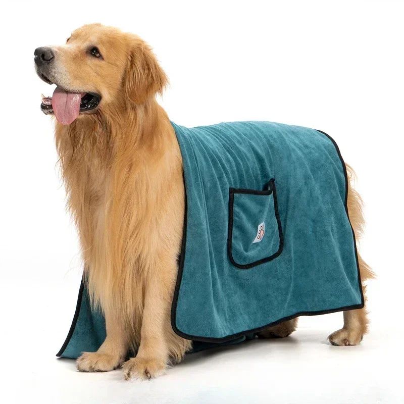 Pet Towel Dog Bathrobe Water Absorbent And Quick Drying Cleaning Beauty Glove Style Pocket Dog Bath Towel Accessori Cani view 1