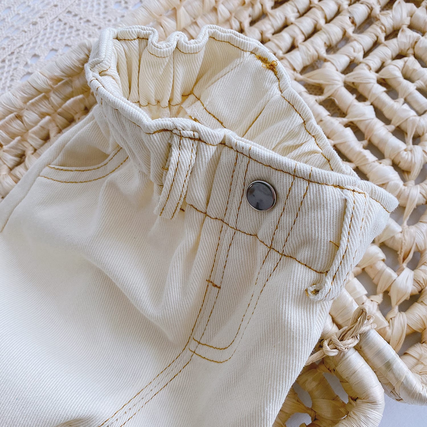 Baby Solid Color Casual High Waist Soft Jeans view 5