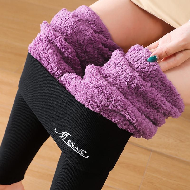 High Waist Plush Leggings Winter Warm Solid Slim Pants Fashion Trousers For Women Clothing view 3