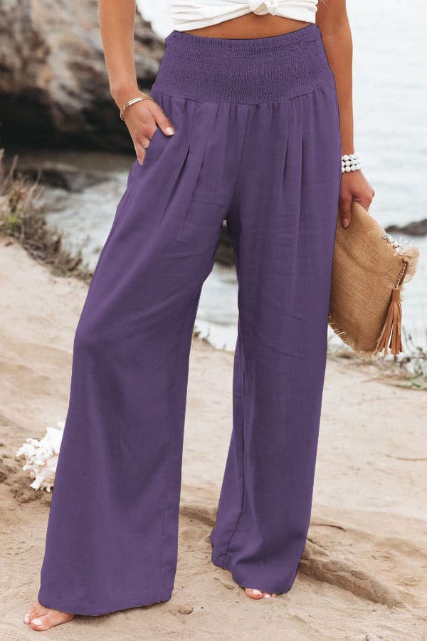 Women's Pants Casual Wide Leg Cotton Linen Loose Trousers view 20