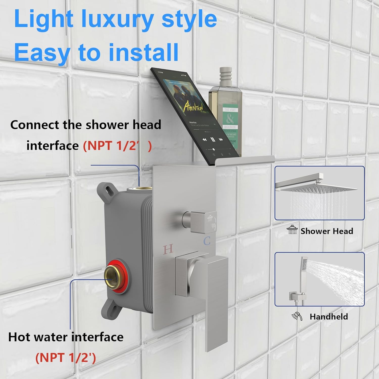 Rainwater Shower System With Storage Rack, Unable To Ship On Weekends view 5
