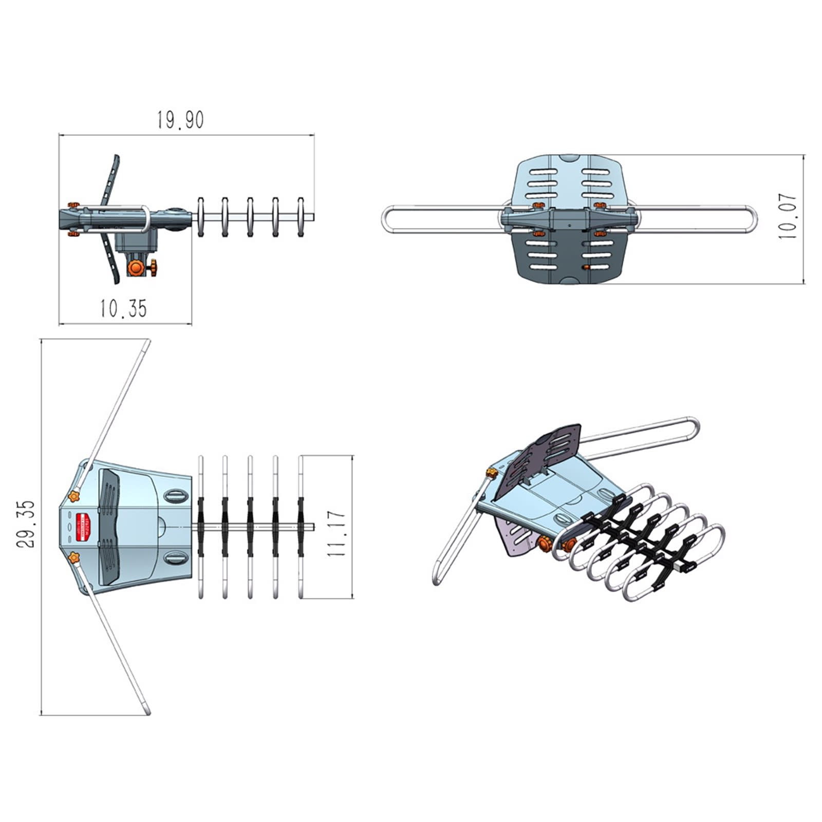 Outdoor Antenna, Without Bracket, 360 Degree Rotation Of US Spec view 12