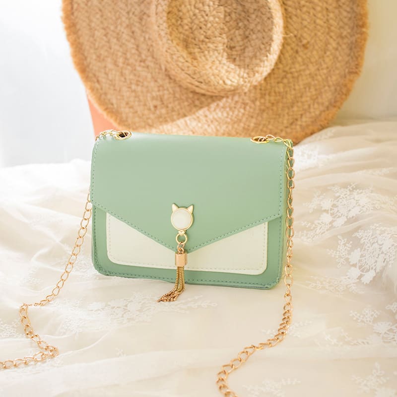 Small Messenger Bag New Sweet And Cute Cat Tassel Decoration Chain One Shoulder Small Square Bag Casual Messenger Bag view 9