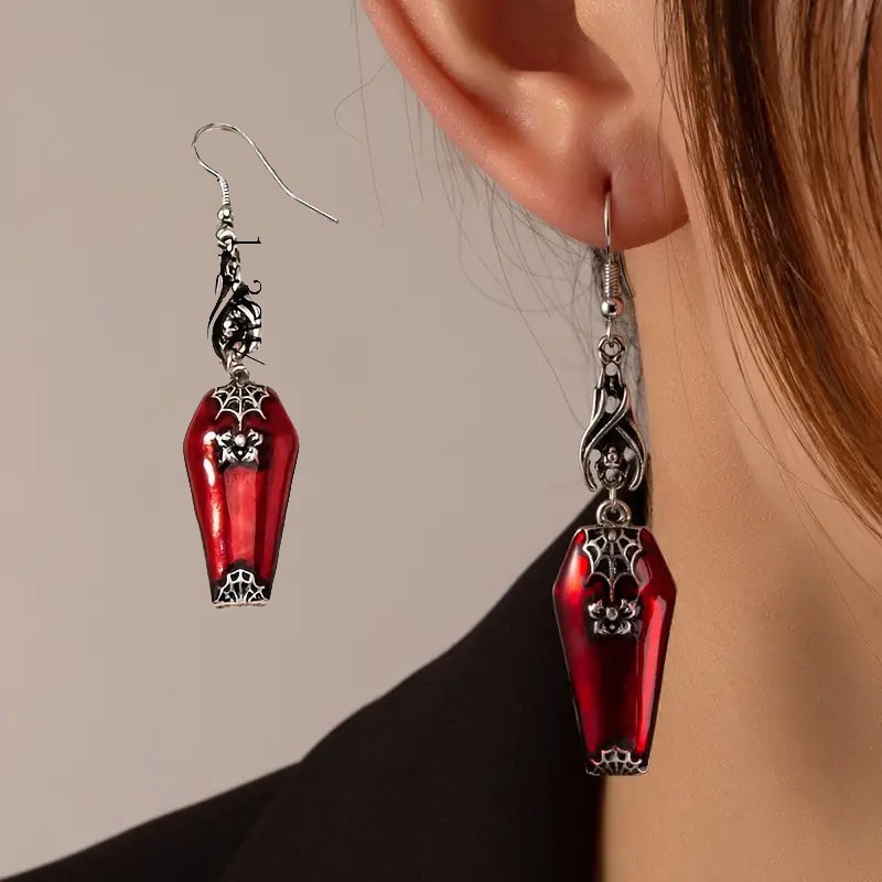 Halloween Earrings Ins Style Red Bat Spider Retro Earrings Jewelry view 1