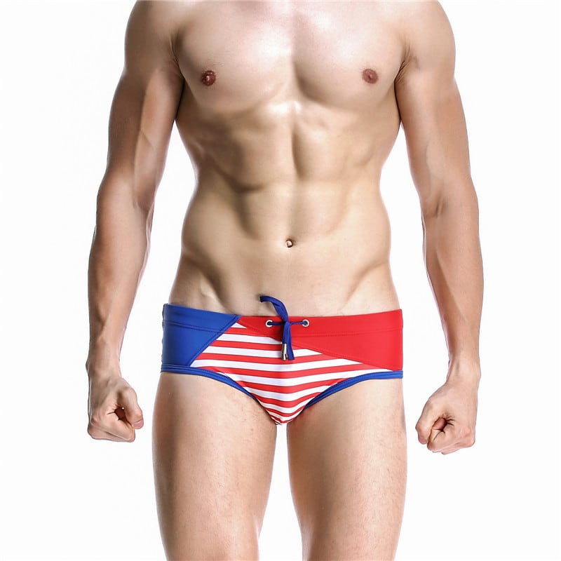 Men's Swimming Trunks Sexy Striped Briefs Beach Shorts view 2