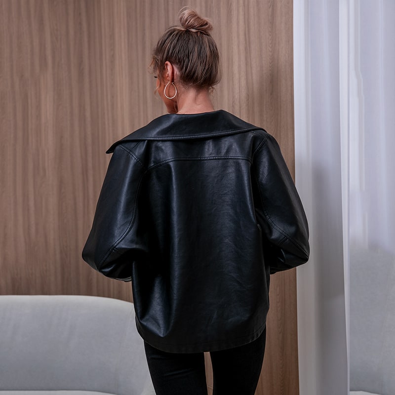 Ladies Autumn And Winter PU Leather Jacket view 3