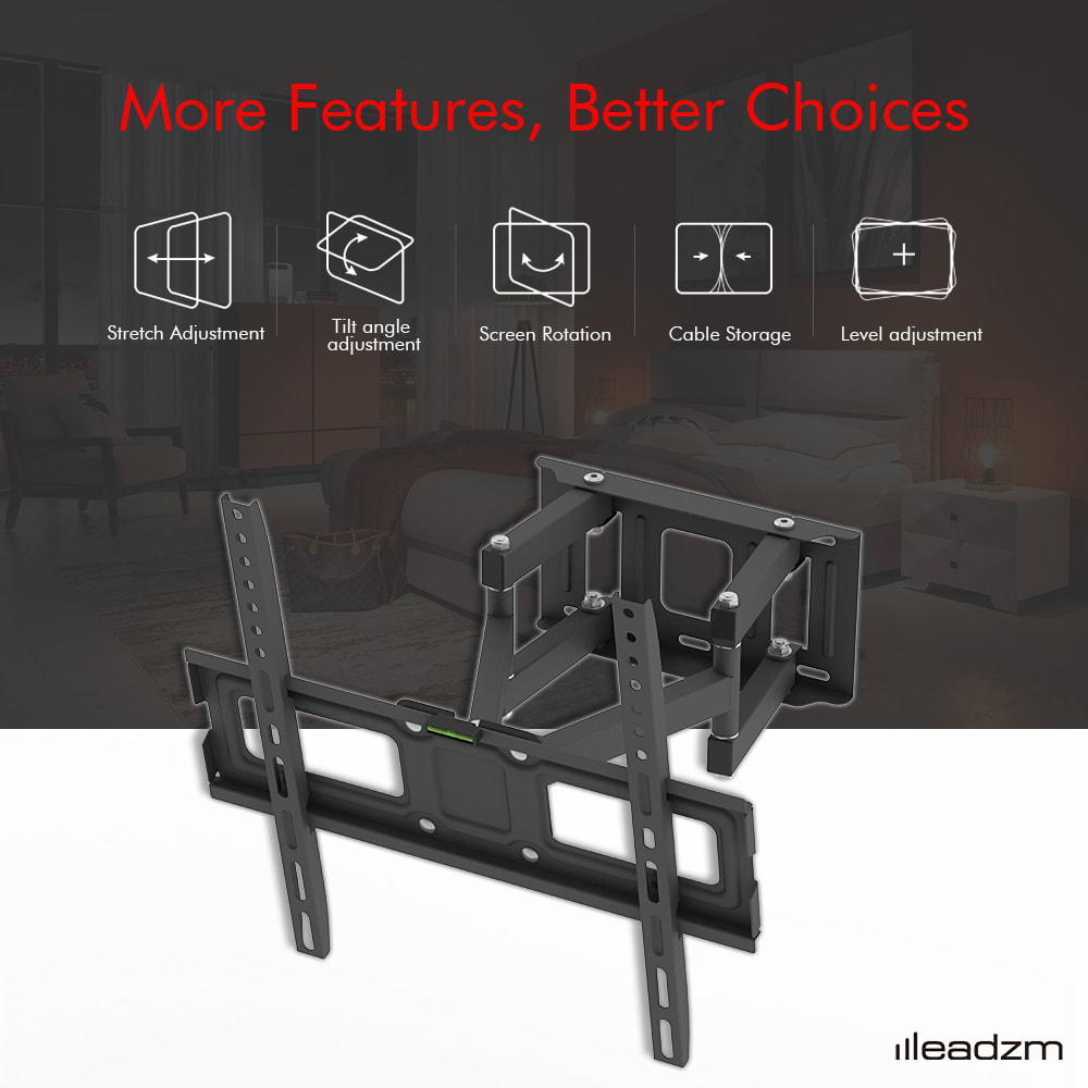 TMDS-105 Up And Down Angle 10 Degrees, Left And Right Angle 30 Degrees, Wall Mounted TV Stand 40kg view 6