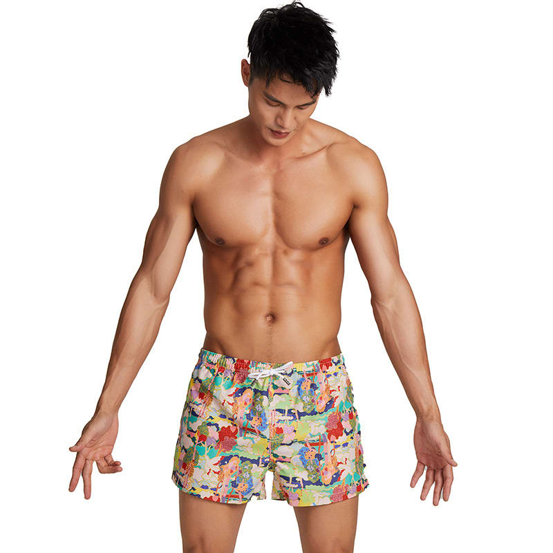 Men's Beach Pants Peach Fur Fashionable Printed Lily view 2
