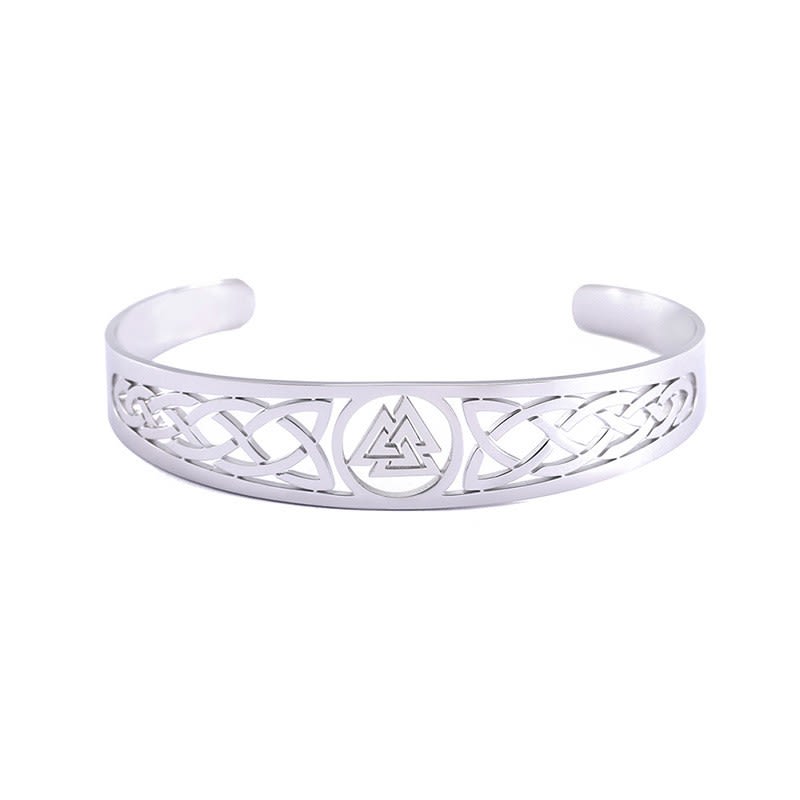 Asgard Crafted Handcrafted Stainless Steel Valknut Symbol And Celtic Design Bracelet view 1