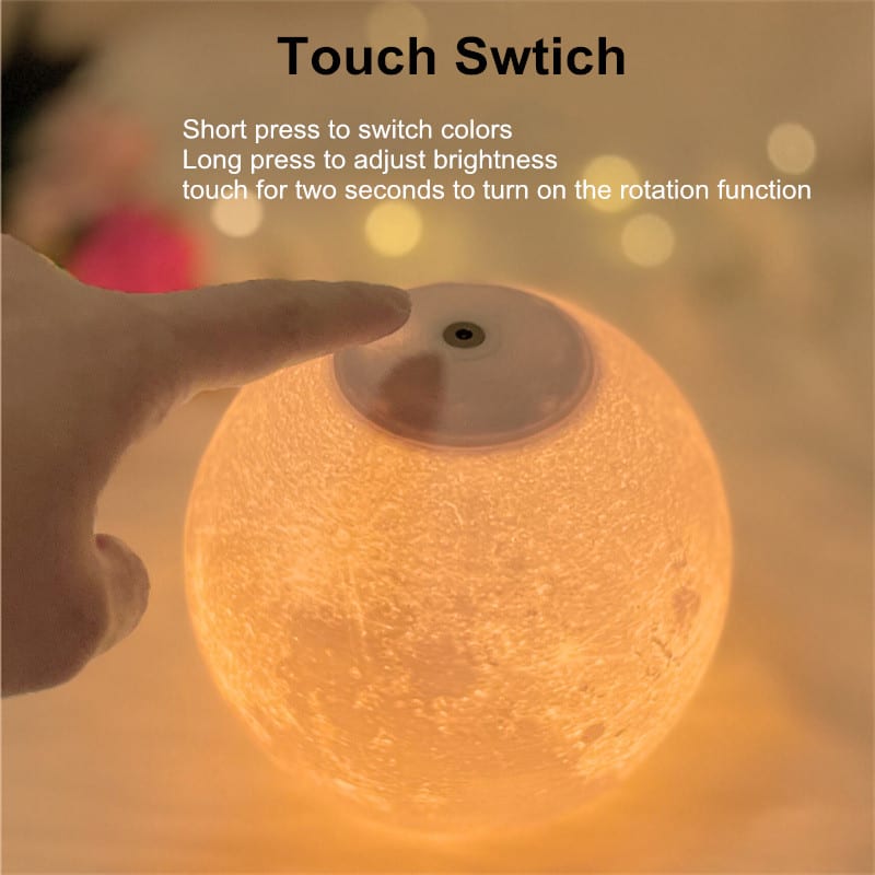 Creative 3D Magnetic Floating Levitating Moon Lamp Touch Control 3 Color Moon Light Lunar Night Light For Home Office Room Decor view 4