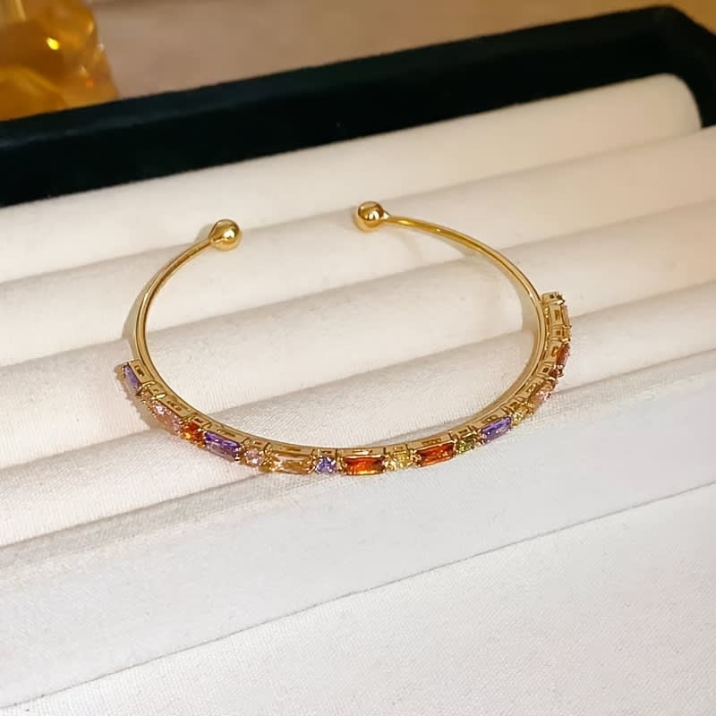Women's Elegant Open Bangle, Light Luxury Versatile Colorful Bracelet, Ideal Gift For Ladies view 9
