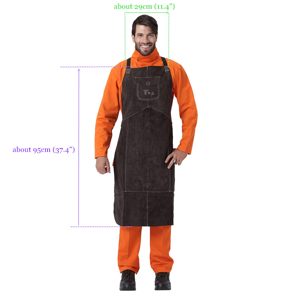Brown Leather Breast Apron Wear Resistance Cut Insulation For Electric Welding Operation view 5