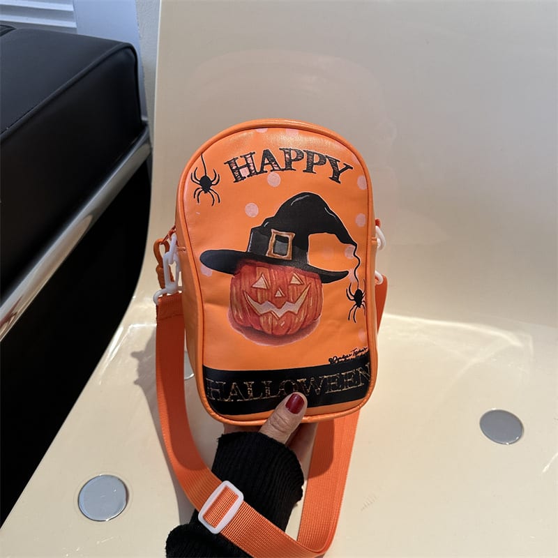 Halloween Graffiti Phone Bag Girls Funny Cartoon Pumpkin Ghost Bat Print Crossbody Bag For Women Mini Personality Creative Shoulder Bags view 12