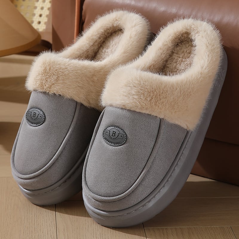 Winter Plush Slippers For Men Casual All-match Warm Suede House Shoes Indoor Non-slip Floor Bedroom Slipper view 7