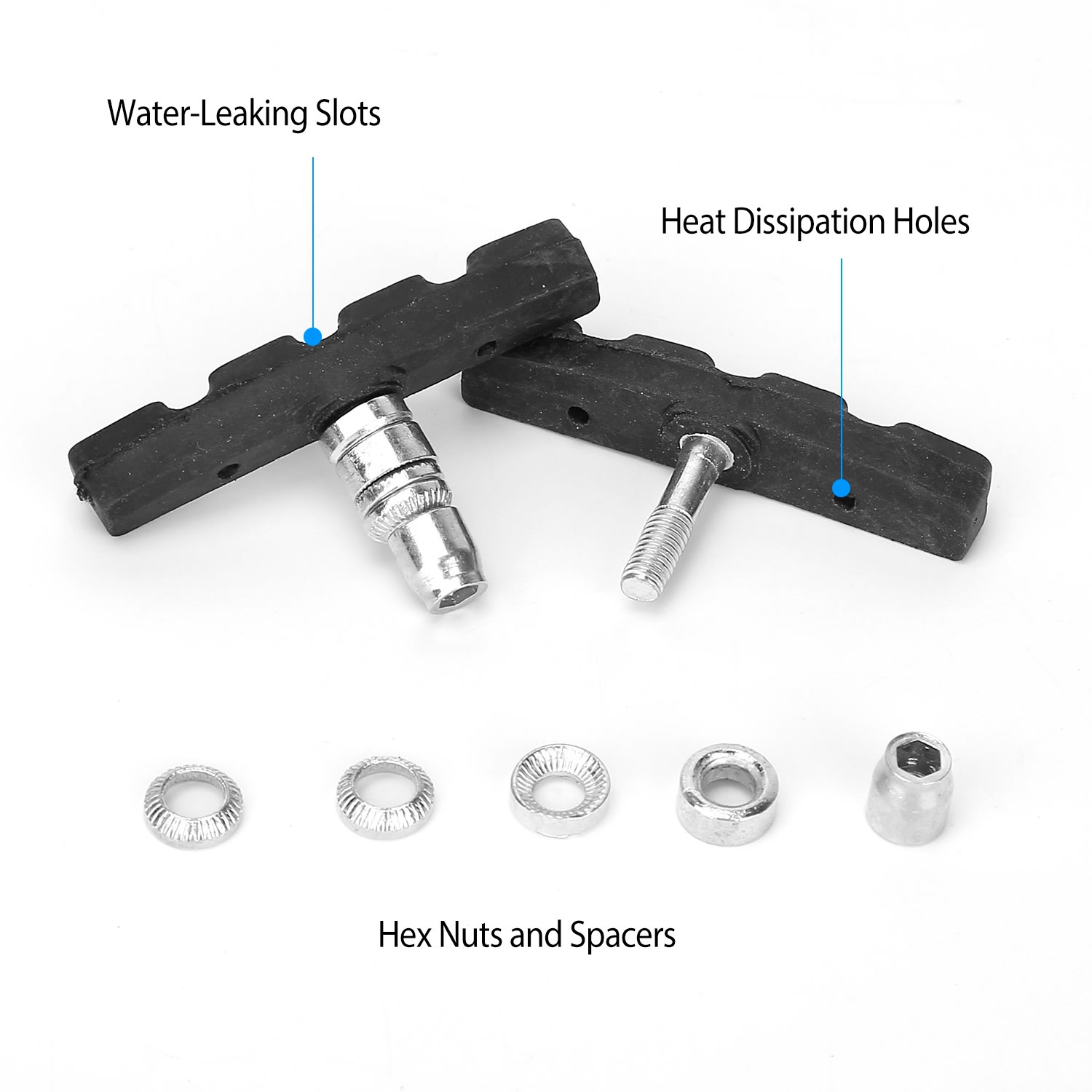 5 Pairs V Bike Brake Pads Road Mountain Bicycle V-Brake Blocks Set 70mm Non-Slip V Bicycle Stop Caliper With Hex Nuts And Spacers view 3