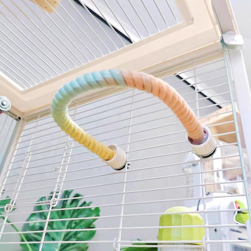 Gradient Colorful Bird Rope Perch Stand For Bird Cages Bendable Climbing Rope Cage Accessory Toy For Cockatiel Parakeet Sugar Glider view 7