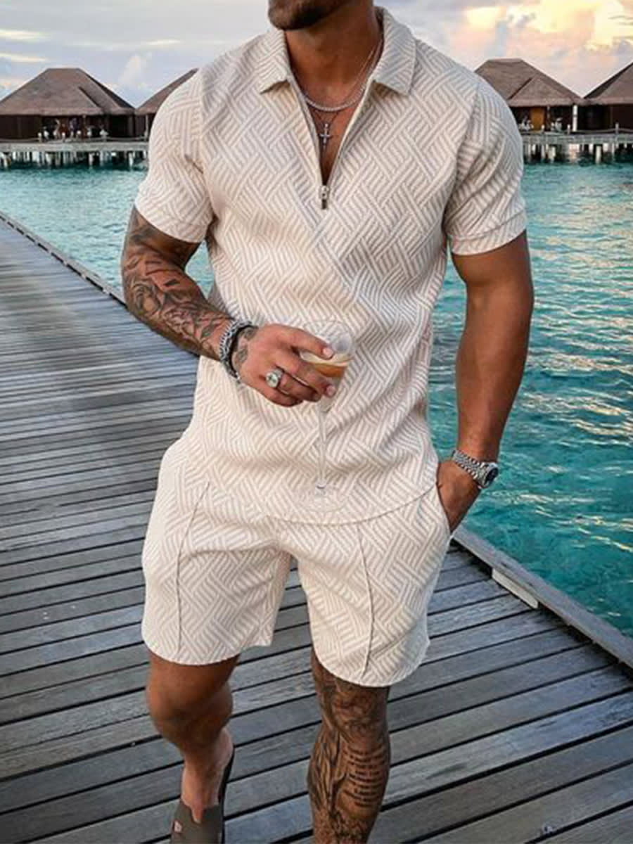 New Men's Summer Short Sleeve Shorts Casual Suit view 11