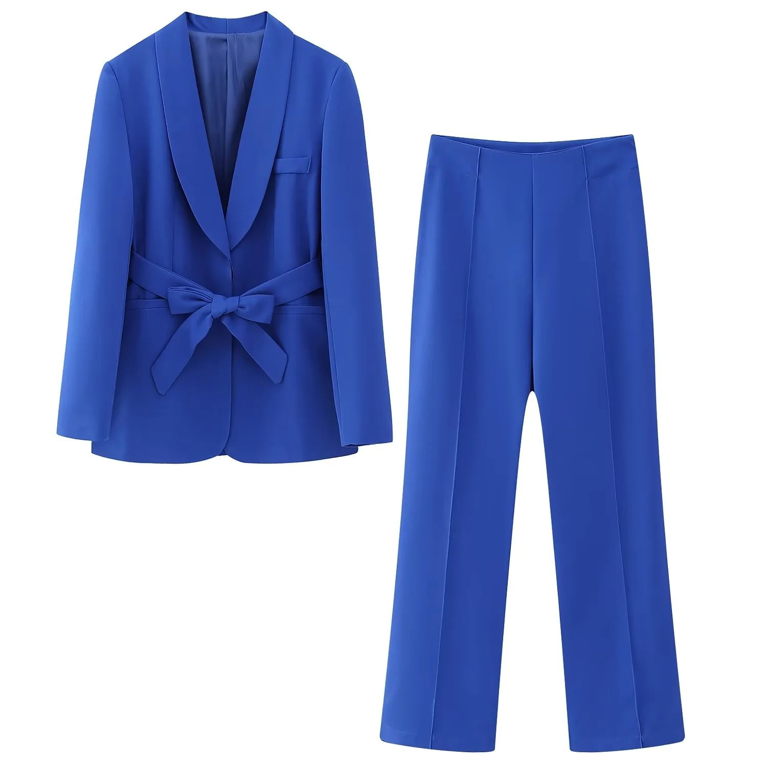 Women's French Style With Belt Dress Small Suit Jacket Casual Trousers view 11