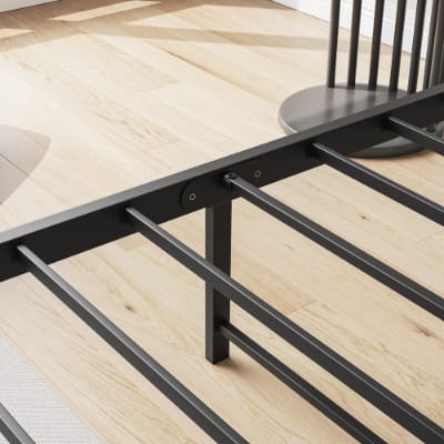 Twin Size Bed Frame, Storage Headboard With Charging Station, Solid And Stable, No Box Spring Needed, Easy Assembly view 2