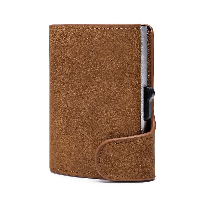 Crazy Horse Leather Aluminum Card Case Wallet view 4