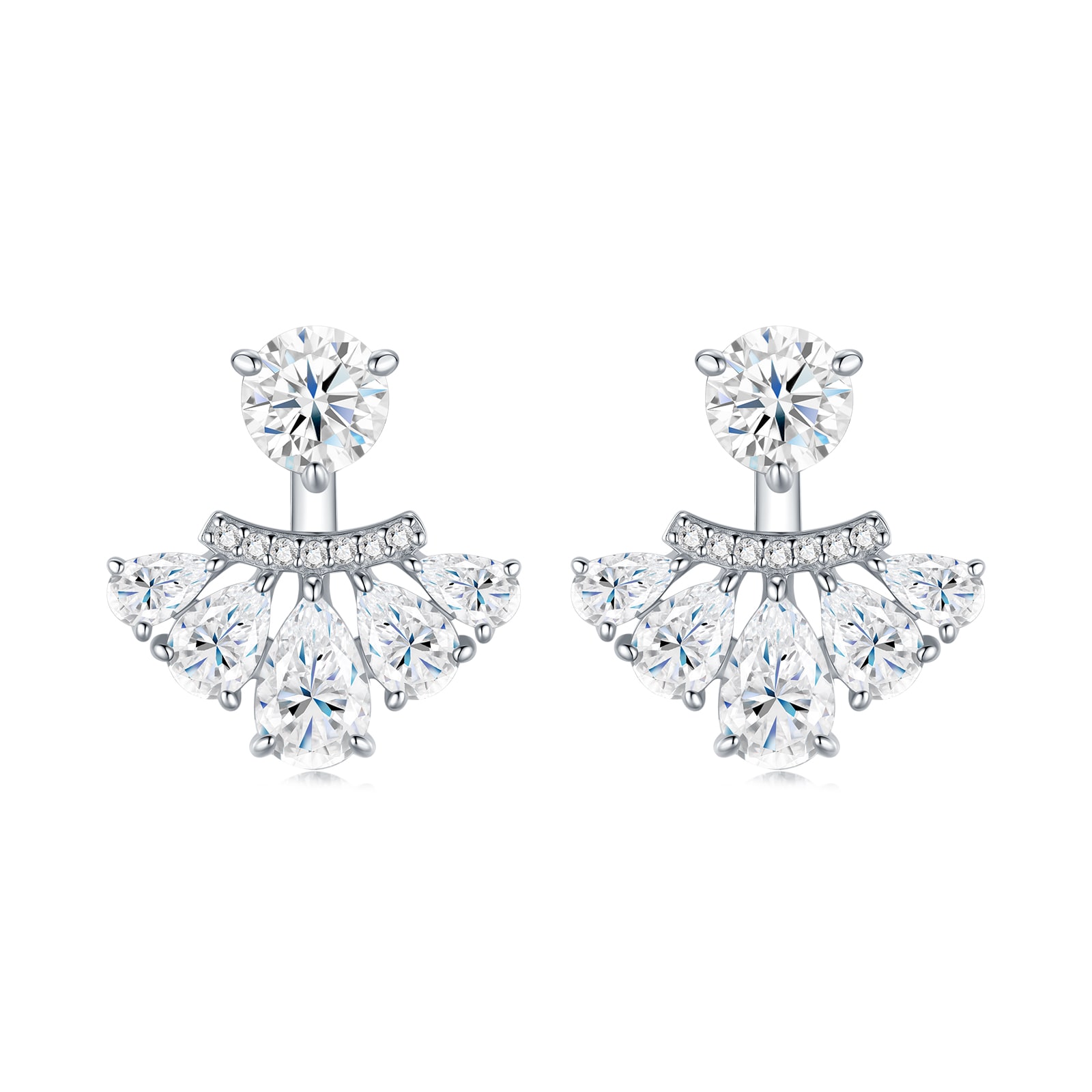 A Luxurious And Fashionable Minimalist Jewelry Earring Set Featuring Top-quality Moissanite Stones, Made Of S925 Silver Electroplated With Platinum. view 6
