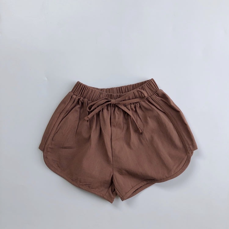 Children's Solid Color Waist Belt Casual Shorts view 4