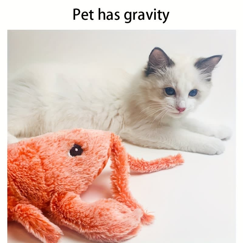 Pet Gravity Shrimp Plush Toy USB Charging Simulate Lobster Electric Jumping Cat Toys, Simulation Lobster Dog Toy, USB Charging With Catnip Plush Cat Toy, Pet Dog Cats Stuffed Interactive Toy view 7