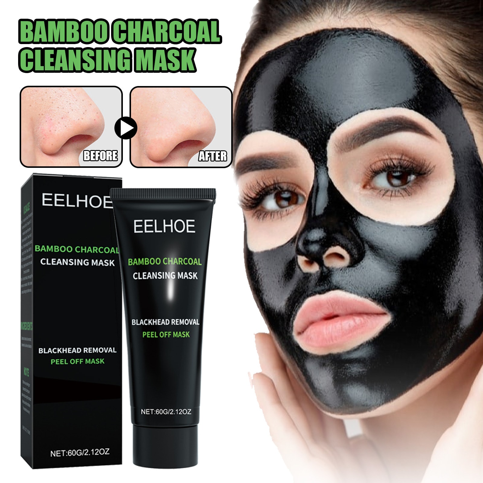 EELHOE Bamboo Charcoal Blackhead Removal Peel-Off Mask For Deep Pore Cleansing And T-Zone Oil Control view 3