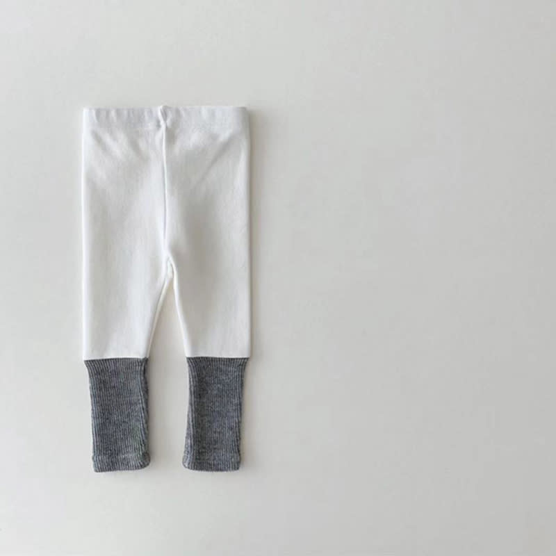 Girls' Cotton Stretch Color Matching Leggings view 3