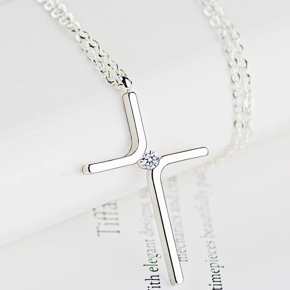 Cross Pendant New Simple Necklace Titanium Steel Plating view 6