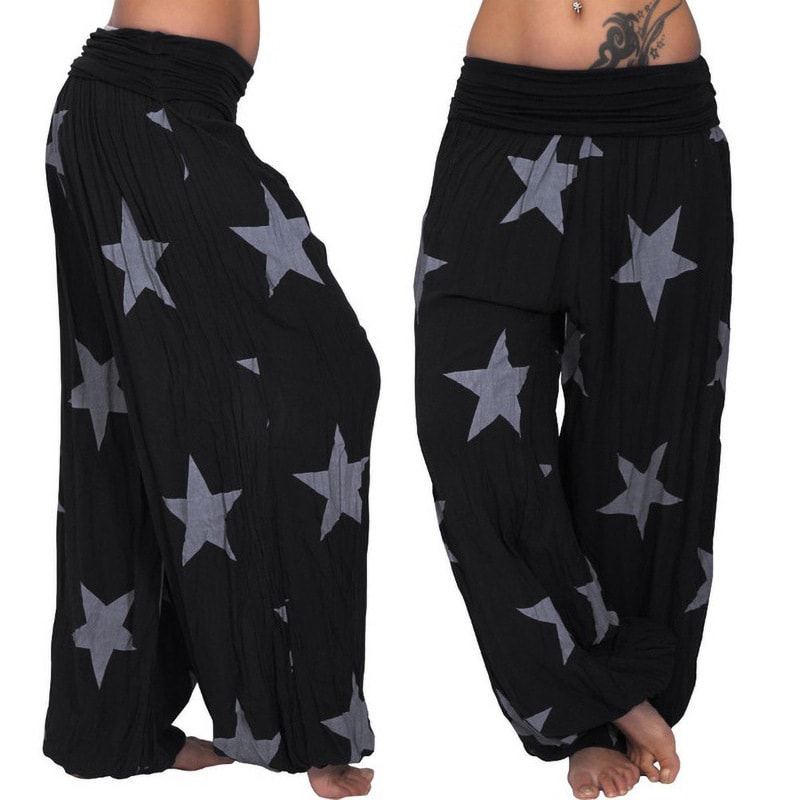 Women's Star Print Solid Color Harem Pants view 6