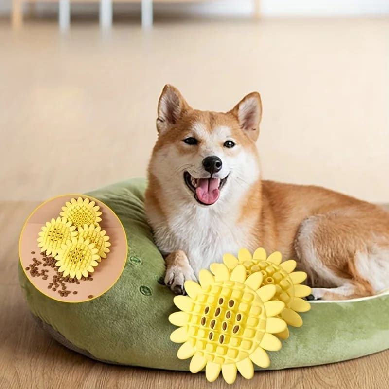 Rubber Sunflower Dog Toys Chewy Durable Fun Perfect For Teething And Playing In Puppies Dog Accessories Pet Products view 2