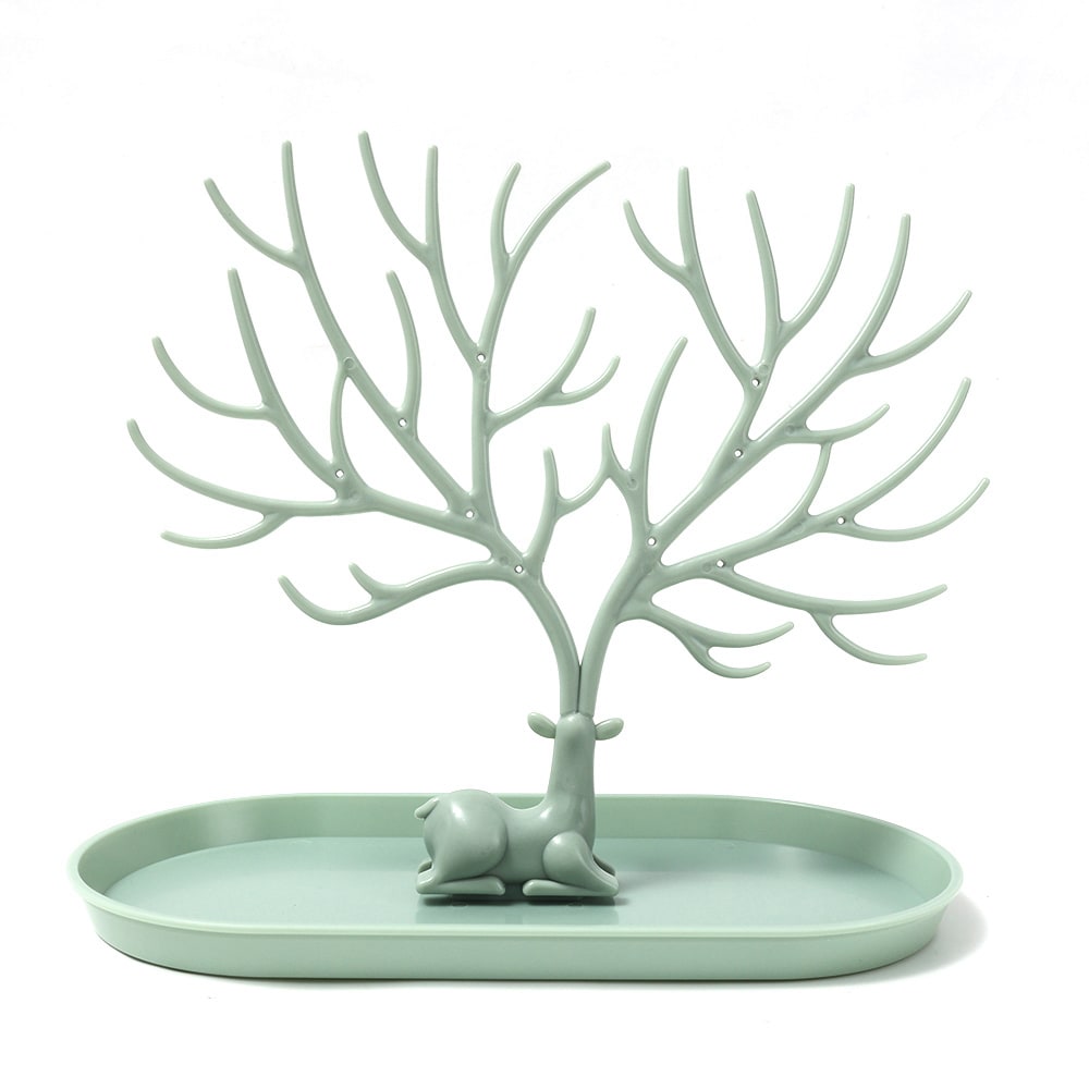 Deer Jewelry Display Stand Earrings Necklace Ring Jewelry Display Tray Jewelr Crystal Handle Antlers Jewelry Display Stand With Storage Drawer And Tray, Tree Tower Rack Hanging Organizer view 9