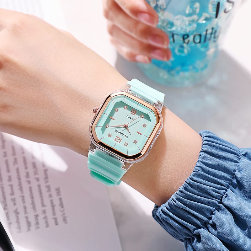 Student Style Children's Silicone Diamond Trend Fashion Square Women's Watch view 9