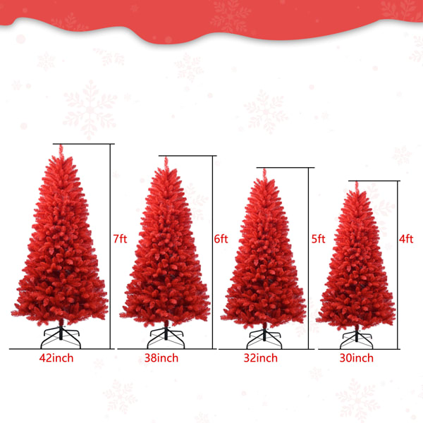 Artificial 5ft Red Christmas Tree With 624 PVC Branch Tips, Hinged Premium & Foldable Base For Indoor Holiday Decorating view 5
