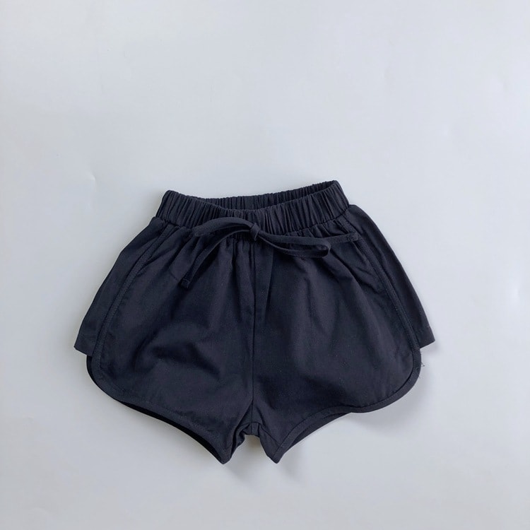 Children's Solid Color Waist Belt Casual Shorts view 2