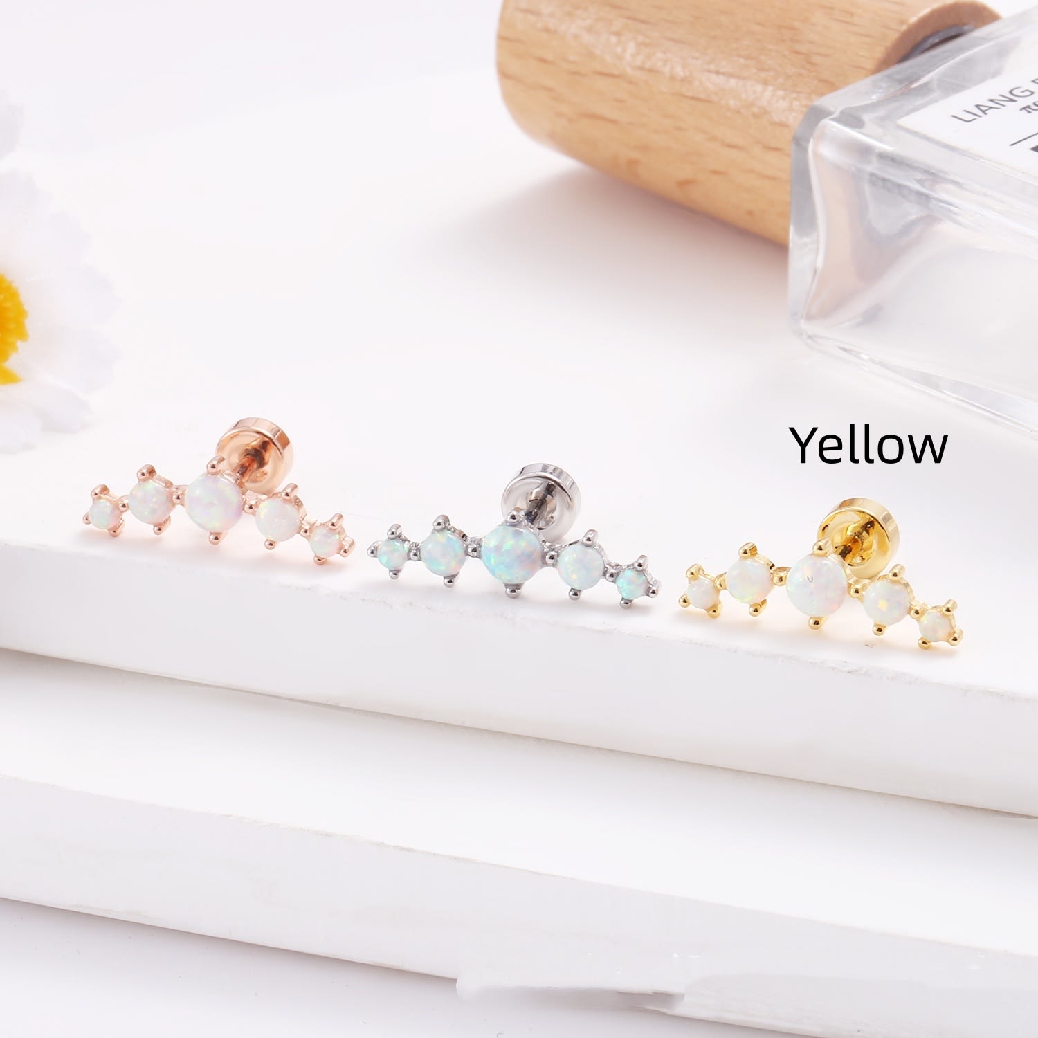 Stainless Steel Lip Studs With Heart-shaped Zircon Earrings view 13