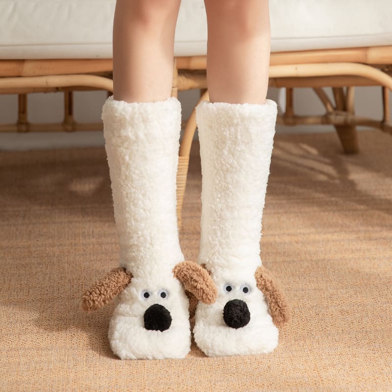 Cute Cartoon Dog Floor Socks Winter Warm Non-slip Plush Socks For Women view 10