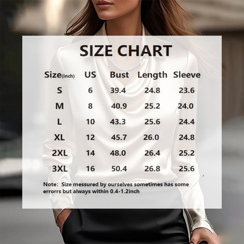 Women's Elegant Long Sleeve Blouse - Solid Color Lapel Top With Ruched Chest Detail Office & Casual Wear For Spring Fall view 26