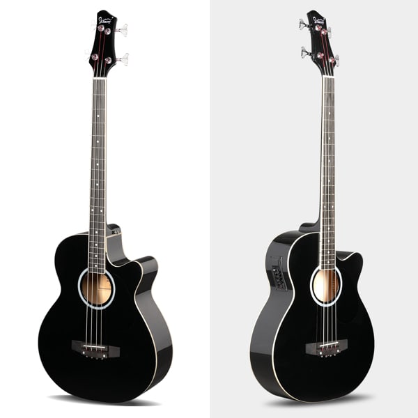 4 Strings With EQ, Rosewood Fingerboard Folk Bass, Black view 15